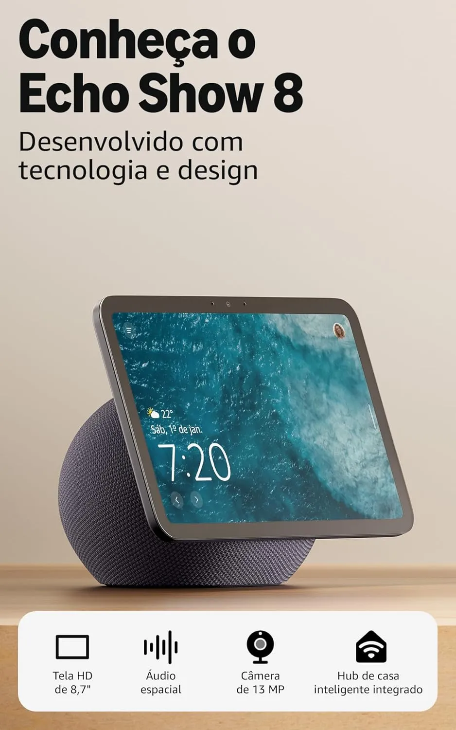 Smart Speaker Amazon Echo Show 8 (Geração Mais Recente) Grafite