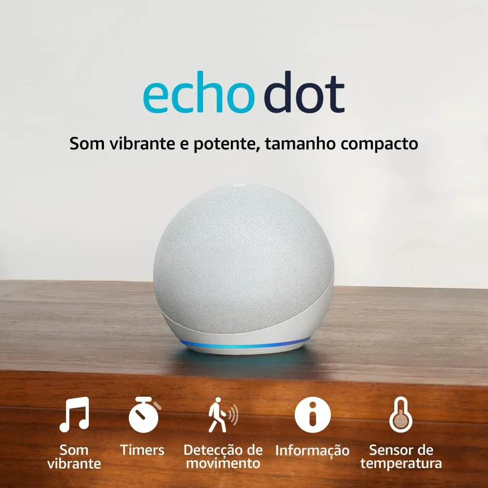 Smart Speaker Amazon Echo Dot 5ª Geração Branco - Foto oficial e menor preço