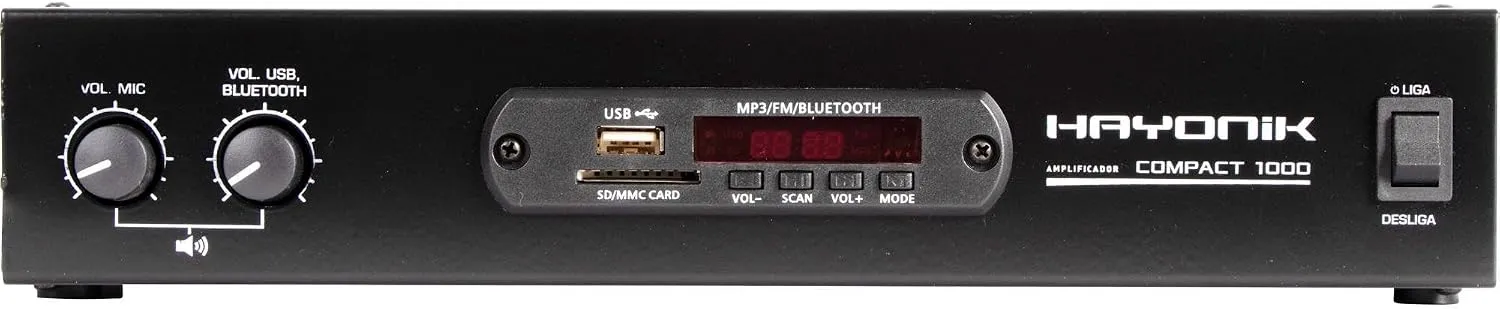 Amplificador HAYONIK Compact 1000 4 Canais 80W RMS Bluetooth USB Rádio FM - Foto oficial e menor preço