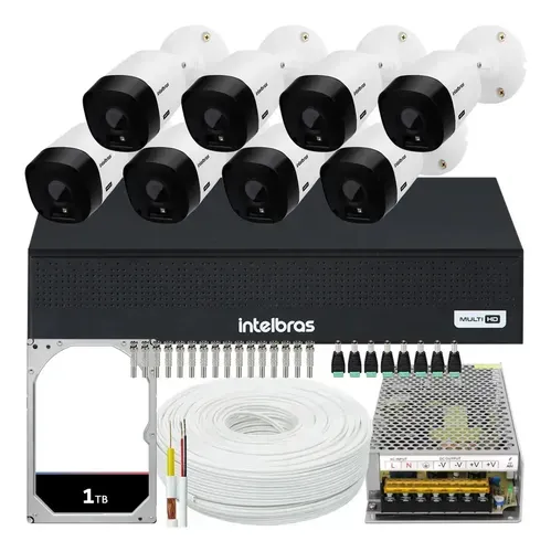 Kit DVR Intelbras MHDX 1208-C com 8 Câmeras VHL 1120 B G2