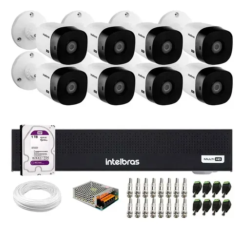 Kit Monitoramento Intelbras VHL 1220B + DVR MHDX 3108-C com HD 1TB