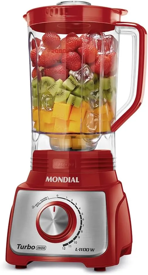 Liquidificador Mondial Turbo L-1100 RI 1100W 220V Vermelho/Inox