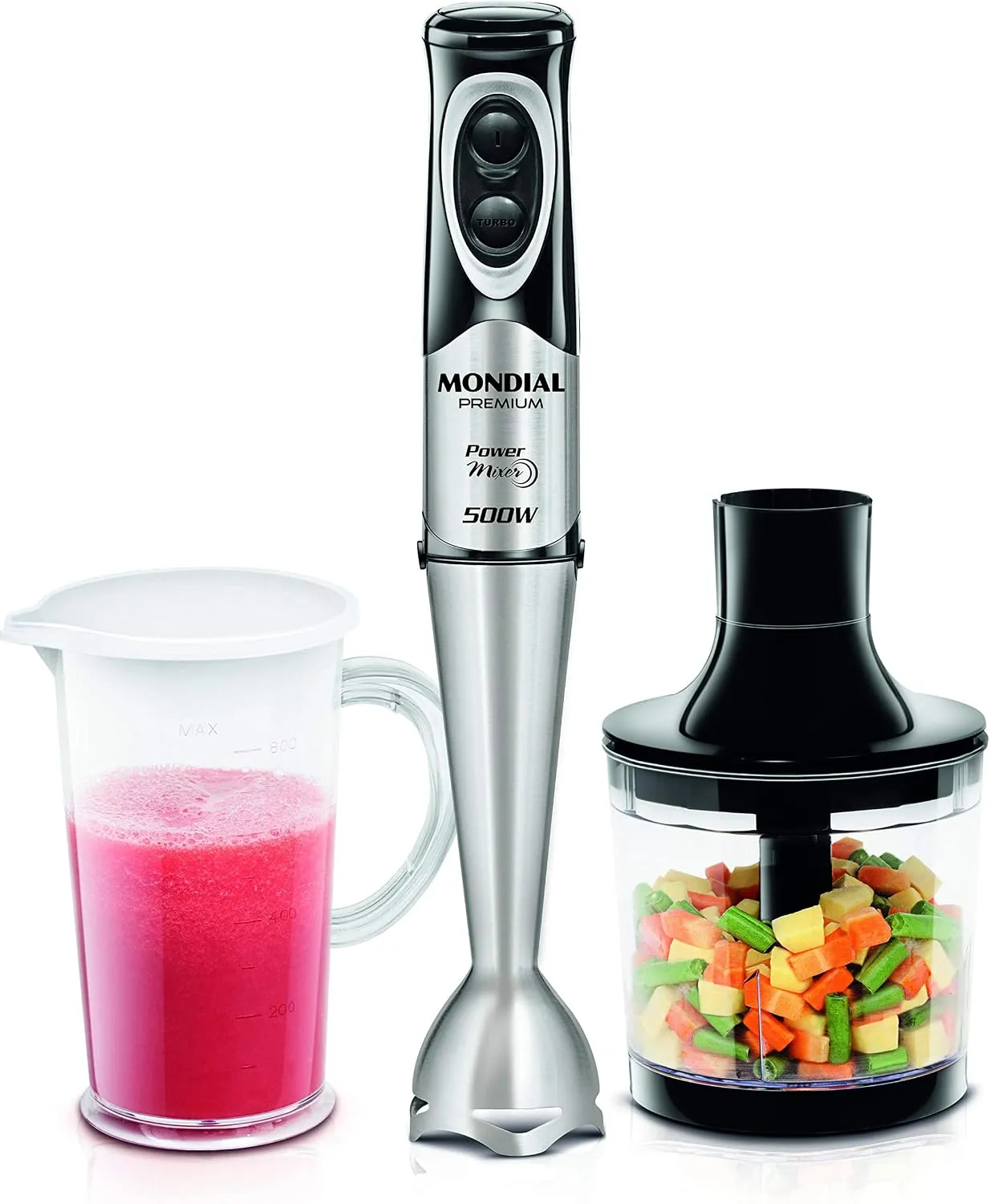 Mixer Mondial Power Premium M-07 500W Preto e Inox