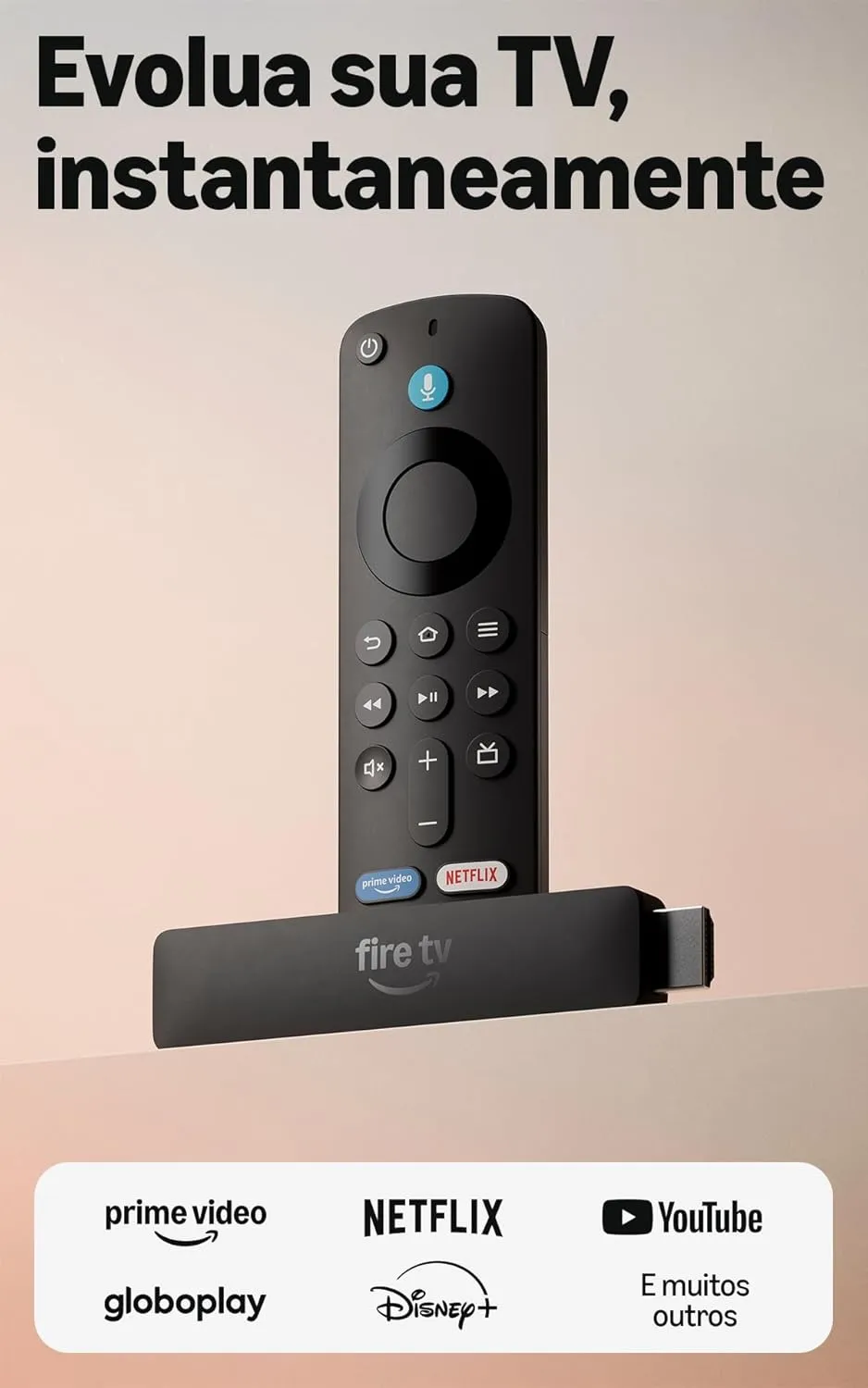 Amazon Fire TV Stick HD (modelo mais recente), Controle Remoto por Voz com Alexa, alimentado pela TV, com configuração simples