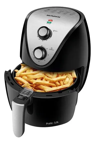 Fritadeira Elétrica Sem Óleo Mondial AF-30 Family Inox IV 3,5L Preto