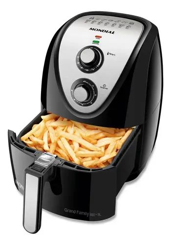 Fritadeira Sem Óleo Mondial Grand Family AFN-50-BI 5 Litros Preto e Inox