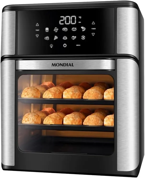 Fritadeira Mondial Air Fryer Forno Oven 12L Preto/Inox AFON-12L-BI