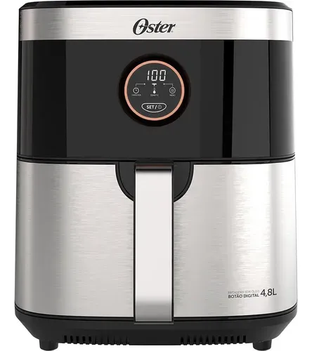 Fritadeira Sem Óleo Oster Black Inox 2 em 1 4,8L
