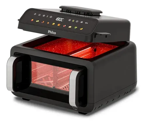 Fritadeira Elétrica Philco Air Fryer Barbecue 11L 10 em 1 Visor Glass 1900W