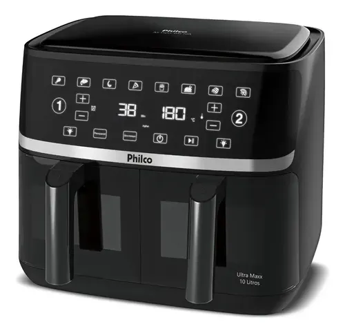 Fritadeira Air Fryer Philco PAF10A 10L Cesto Duplo 2000W Preto