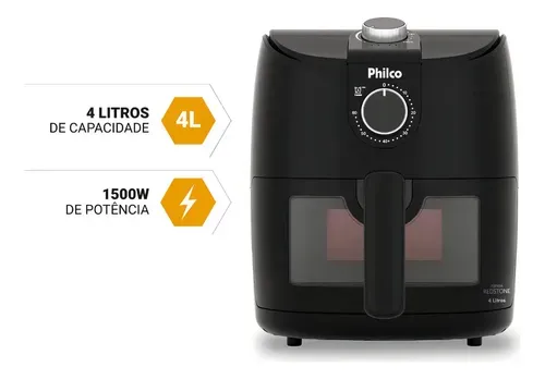 Fritadeira Sem Óleo Philco 4L Redstone PAF40A Preto