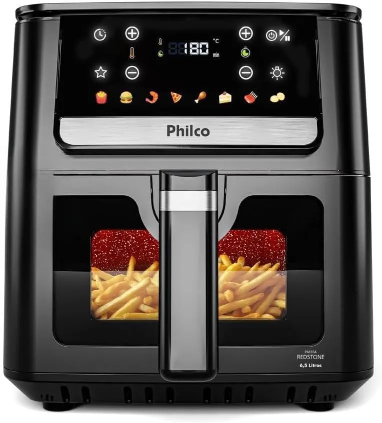 Fritadeira Sem Óleo Philco Air Fryer 6,5L Visor Glass 1700W PAF65 220V