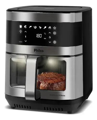 Fritadeira Sem Óleo Philco 9L Visor Glass Painel Digital PAF90C