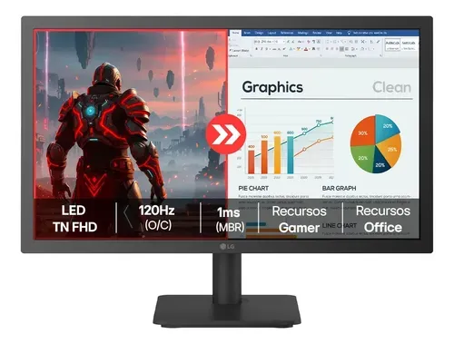 Monitor LG Fhd Home & Office 22u403a-b 22, 1ms (mbr), 120hz (o/c), Modo Leitura, Flicker Safe, Hdmi, LG Switch, Black Stabilizer, Dynamic Action Sync Preto