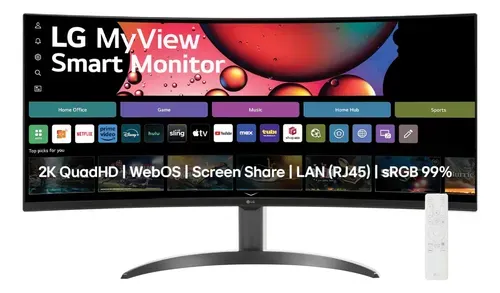 Monitor LG UltraWide Streaming 34SR60QC 34 Polegadas WQHD Curvo Preto - Foto oficial e menor preço