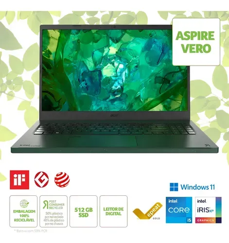 Notebook Acer Vero AV15-53P 15.6 Intel Core i5-1335U 8GB SSD 512GB