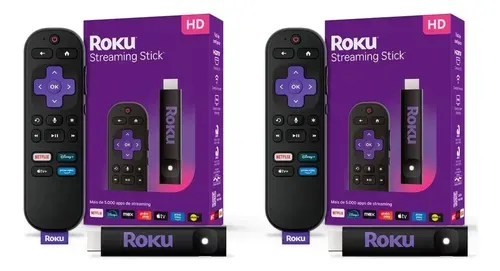 Kit 2 Roku Streaming Stick 2025 P/ Tv Hd/fhd C/ Voz Preto Padrão