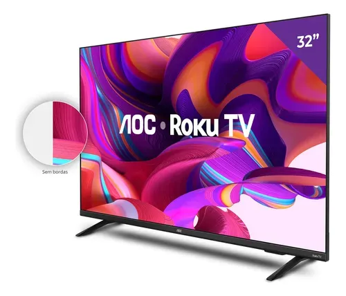 Smart TV LED 32'' HD AOC 32S5135/78G - Design sem bordas, Wifi, Conversor Digital, USB, HDMI