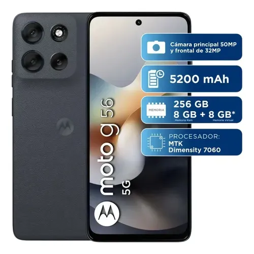 Smartphone Motorola Moto G56 5G 256GB 8GB RAM Preto