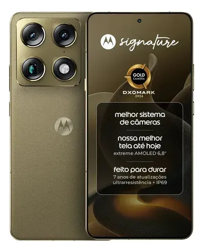 Smartphone Motorola Signature 5G 512GB 12GB RAM Verde Oliva