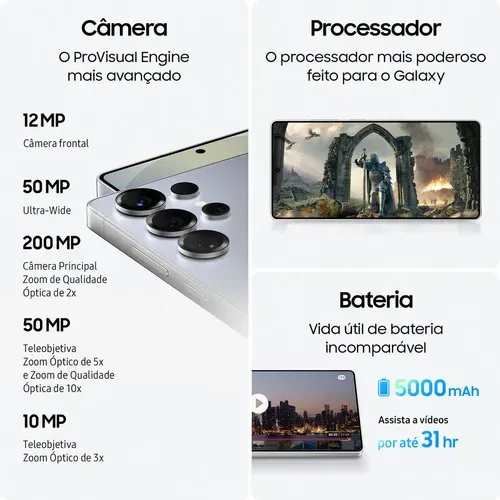 Smartphone Samsung Galaxy S25 Ultra 256GB 12GB RAM Prata