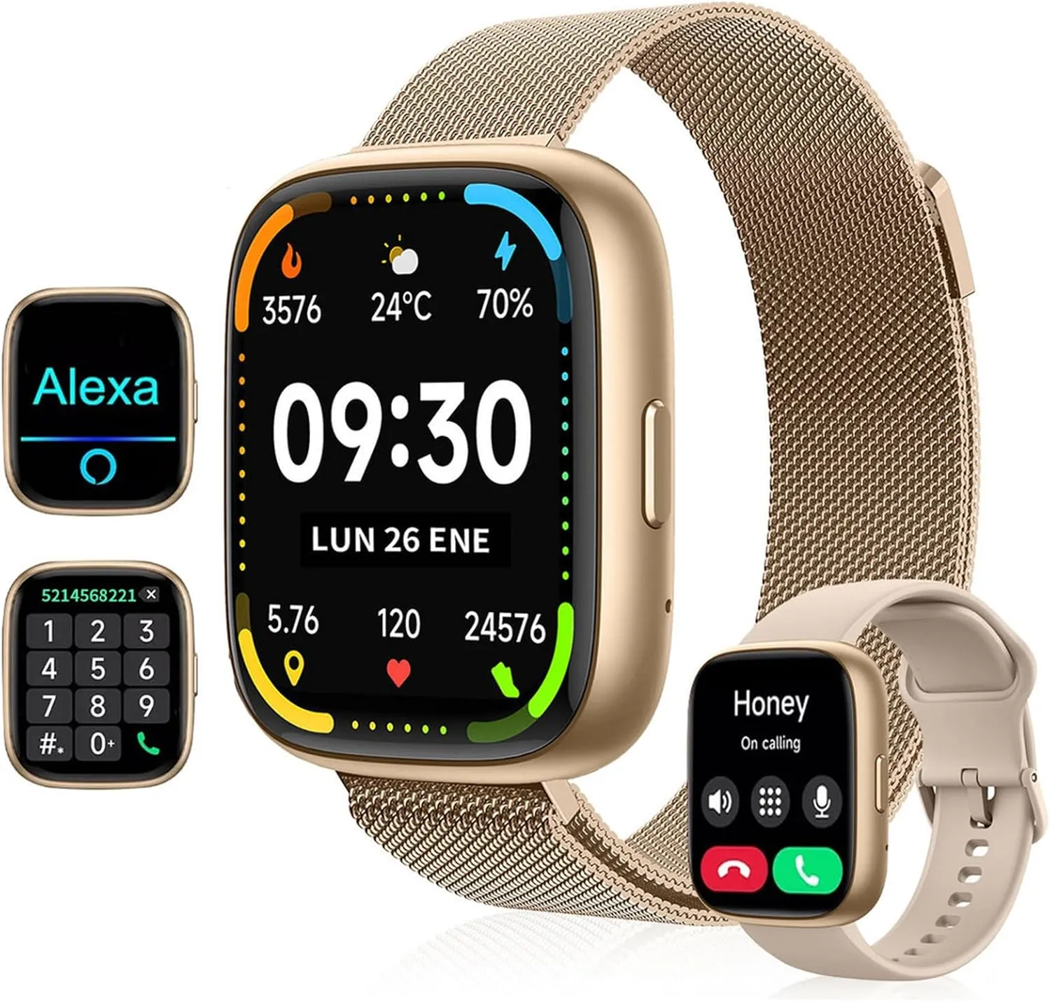 Smartwatch Genérico 1,28 Polegadas IP67 Dourado