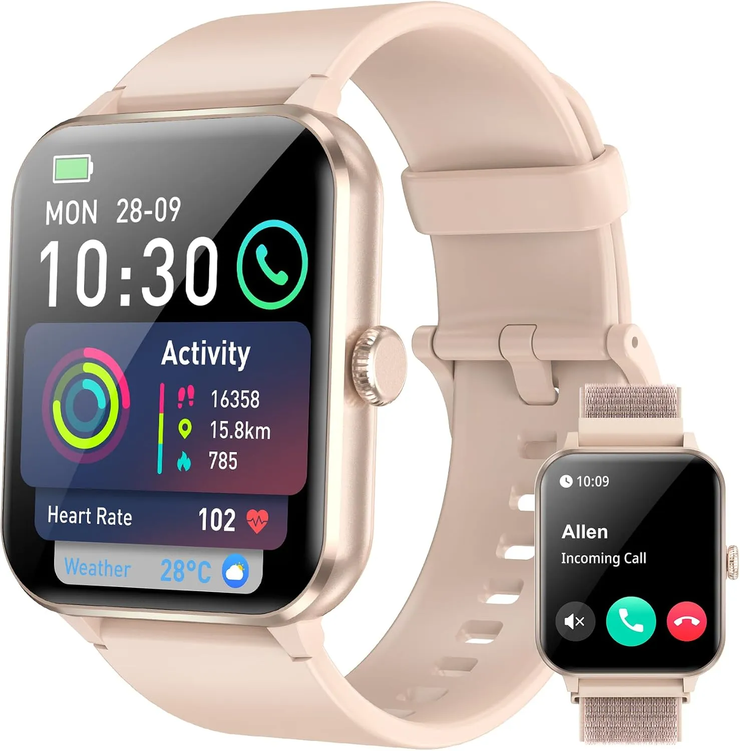 Smartwatch Iowodo 1.85" Tela Full Touch Rosa - Foto oficial e menor preço