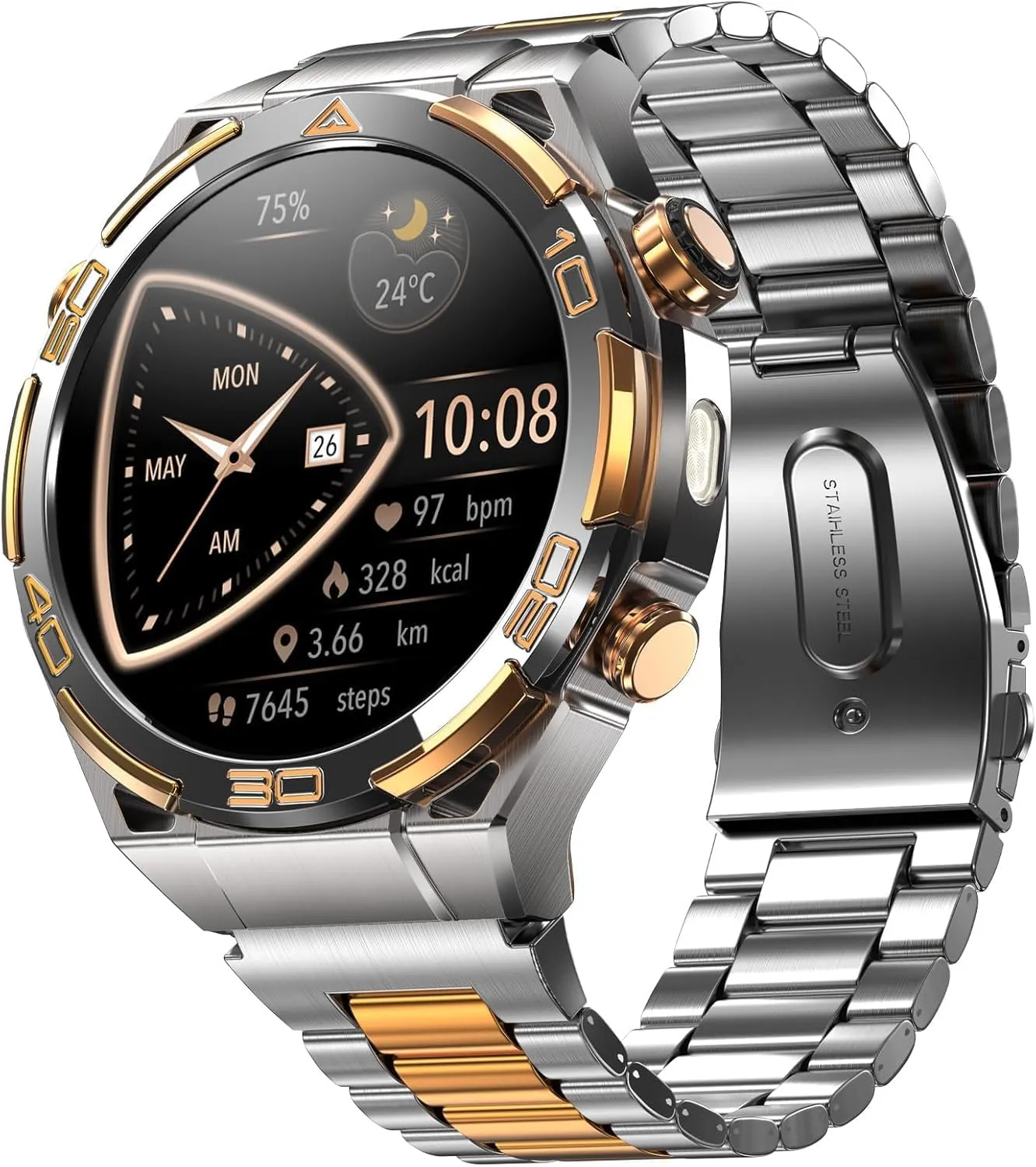 Smartwatch IOWODO Flagship Ouro 14K GPS Chamadas Bluetooth - Foto oficial e menor preço