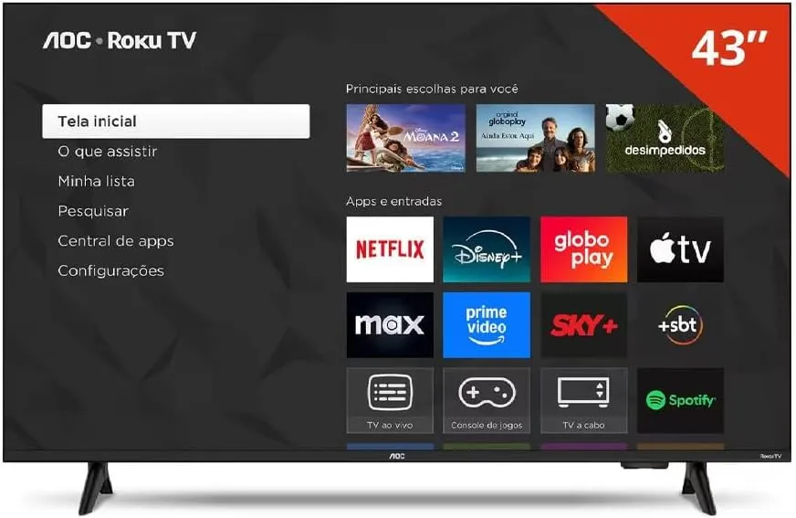 Smart TV AOC 43S5155/78G 43 Polegadas Roku TV Full HD - Foto oficial e menor preço