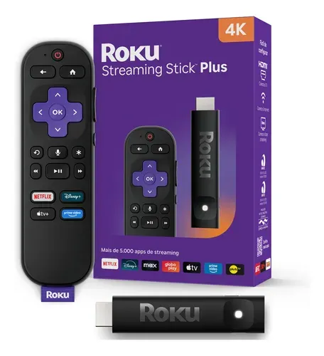 Roku Streaming Stick Plus 4K Controle Remoto de Voz Preto