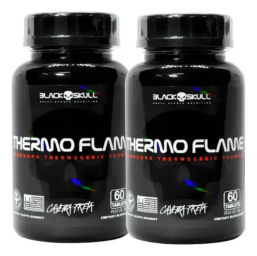 Suplemento Black Skull Thermo Flame 2x Caféina Pré Treino Natural / Sem Sabor