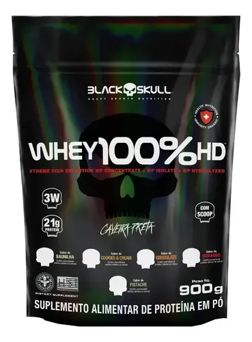 Suplemento Black Skull 100% HD Whey Sabor Chocolate 900g