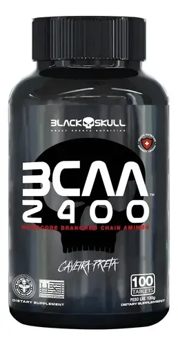 BCAA 2400 Black Skull - 100 Tabs Preto