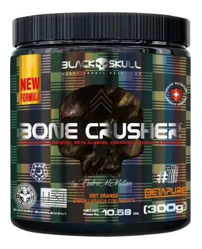 Pré-Treino Black Skull Bone Crusher 300g - Hot Orange Laranja