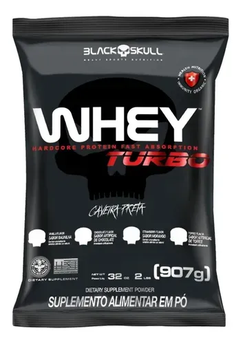 Suplemento em Pó Black Skull Caveira Preta Proteínas de Whey Sabor Chocolate 907g