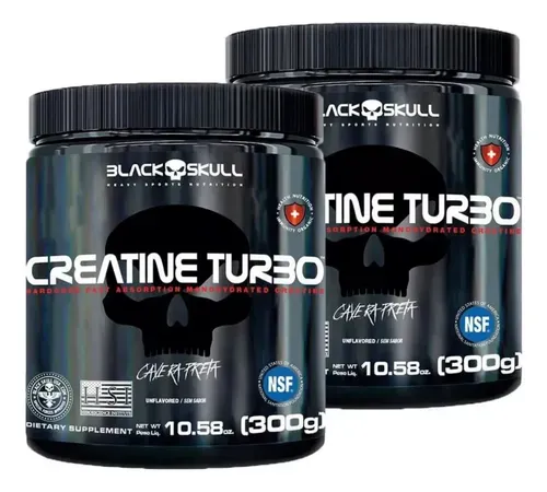Creatina Black Skull Caveira Preta 300g Kit 2 Unidades