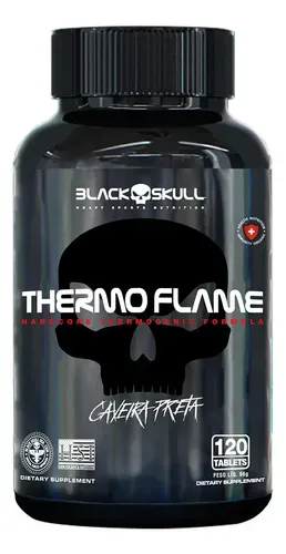 Cafeína Black Skull Caveira Preta Thermoflame 120 Tabletes