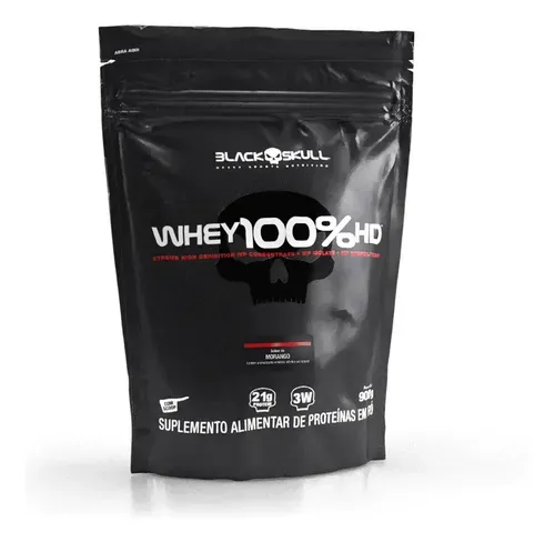 Whey Protein Black Skull Whey 100% HD 900g Morango