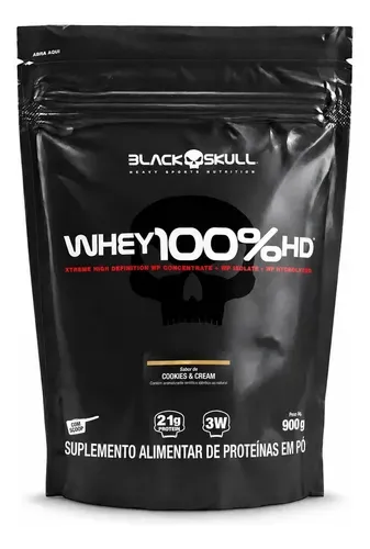Suplemento Proteico Black Skull Whey 100% HD 900g Cookies & Cream