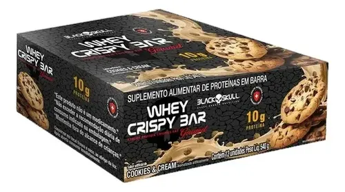 Whey Bar Black Skull Cookies & Cream 12 Unid. 45g Preto