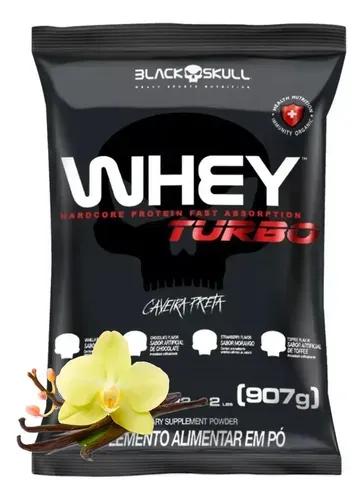 Suplemento Black Skull Whey Protein Isolado + Concentrado Sabor Baunilha Preto