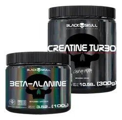 Suplemento Black Skull Creatina Turbo 300g + Beta Alanina 100g Sem Sabor Natural / Sem Sabor - Foto oficial e menor preço