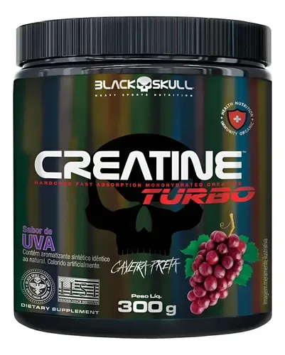 Creatina Turbo Black Skull 300g Sabor Uva - Foto oficial e menor preço