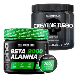 Kit Creatina Turbo Black Skull e Beta Alanina Alpha Labs 2 Unidades - Foto oficial e menor preço