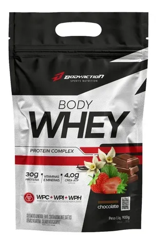 Suplemento Bodyaction Body Whey Protein Isolado Concentrado Hidrolisado 900g Sabor Chocolate