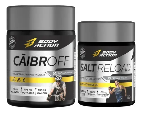 Suplemento Bodyaction Cãibroff Caps + Salt Reload Sem Sabor - Foto oficial e menor preço