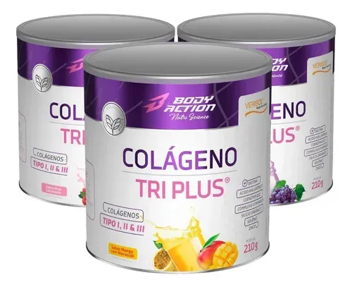 Kit 3x Colágeno Verisol Tri Plus 210g Bodyaction
