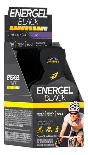 Proteína Bodyaction Energel Black Morango/Guarana com Açai 300g Preto