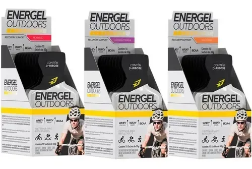 Kit 3x Caixas Gel Energel Outdoors 30 Sachês Body Action Sabor Variado