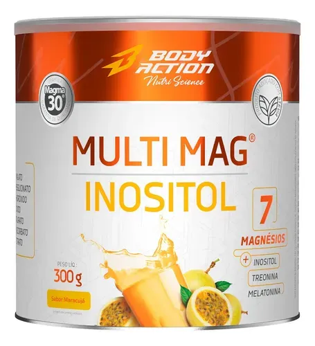 Suplemento Multi Mag Inositol 7 Magnésios 300g Bodyaction Maracujá